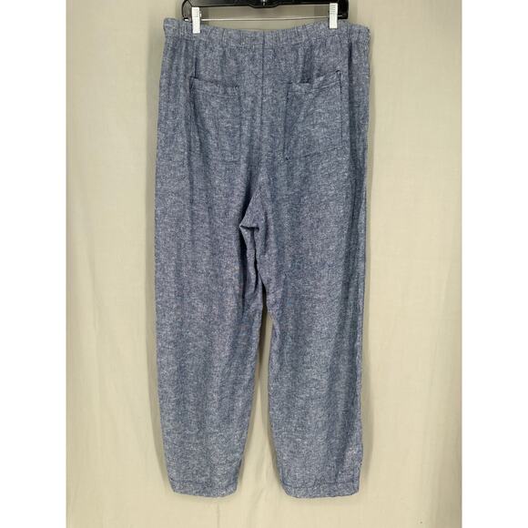 Gap Pants Womens Large Blue Linen Wide Leg Pull On Chambray Casual Coastal - Picture 4 of 9
